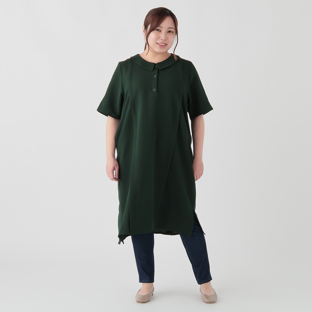 PICONE ピッコーネ デニム 半袖ワンピース Mサイズ 体型カバー PICONE ピッコーネ デニム 半袖ワンピース Mサイズ 体型カバー