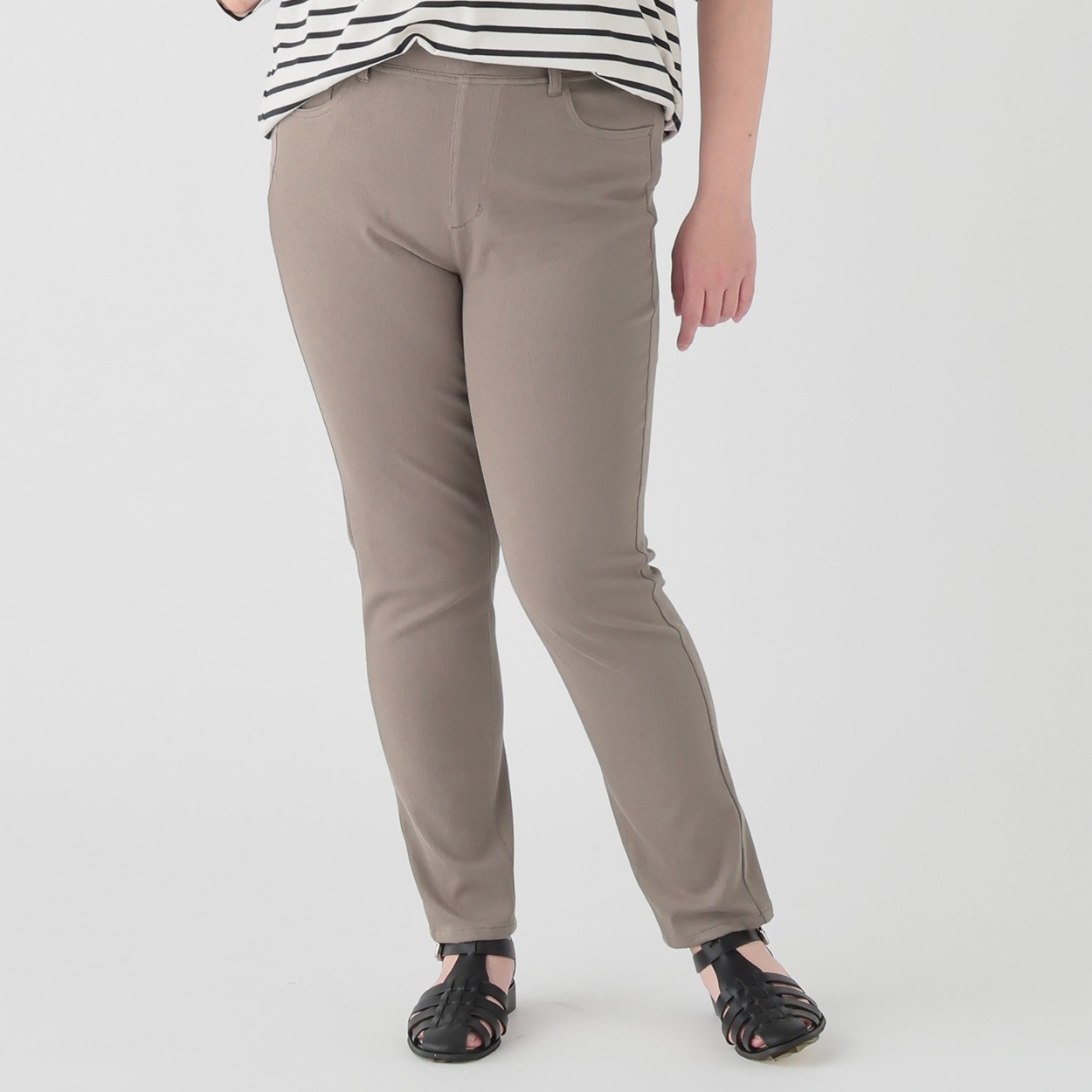 【ポイント20倍対象商品】股ずれ軽減ニットレギンスパンツ レディス 大きいサイズ noannu(ベージュ-4L)