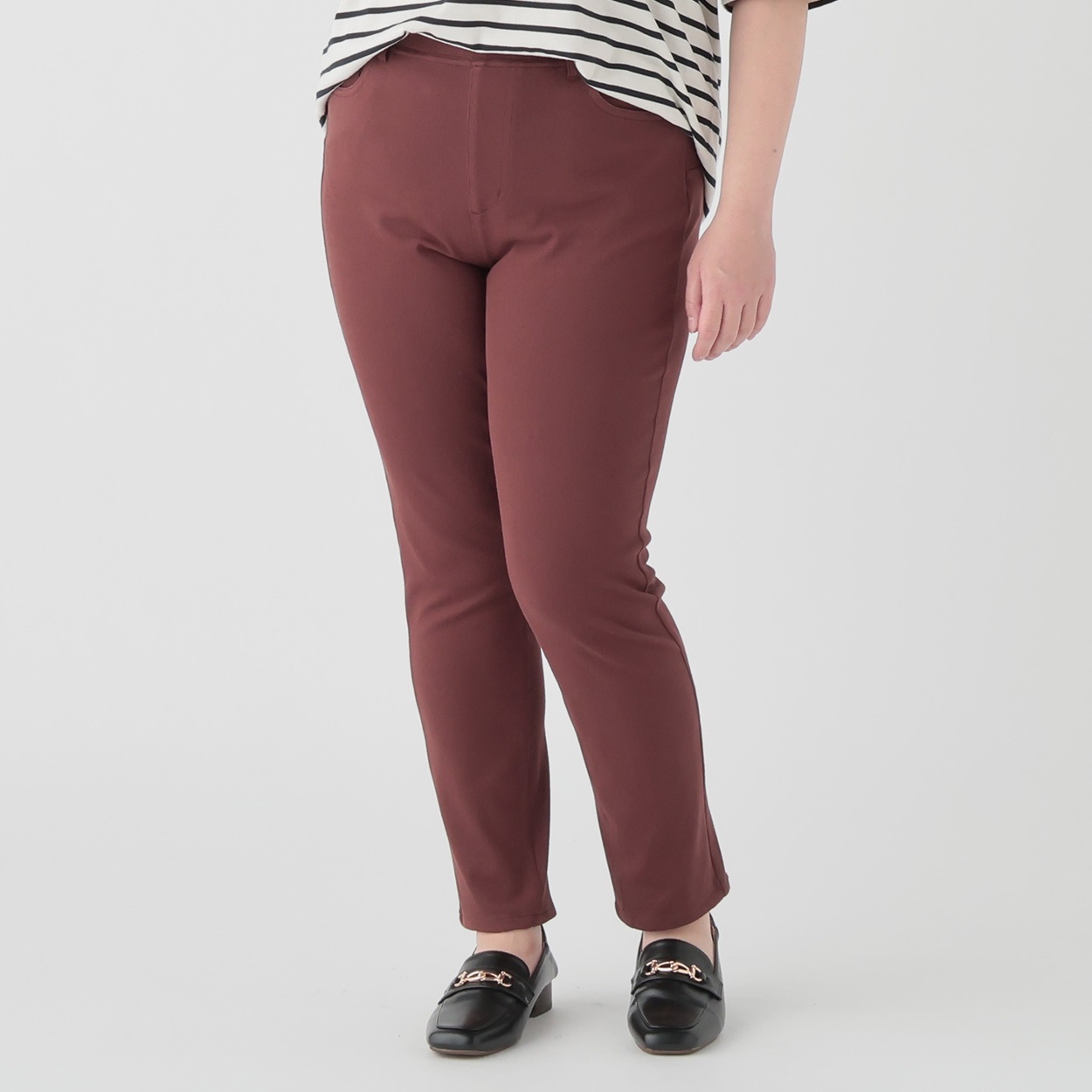 【ポイント20倍対象商品】股ずれ軽減ニットレギンスパンツ レディス 大きいサイズ noannu(ボルドー-4L)