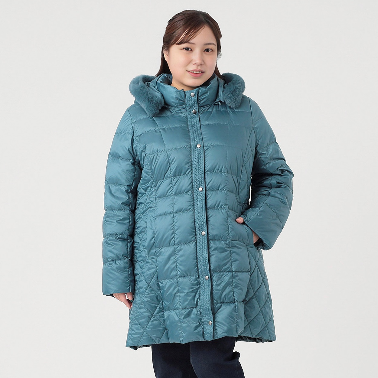 ファー付ダウンコート レディス 大きいサイズ noannu AN-354011
