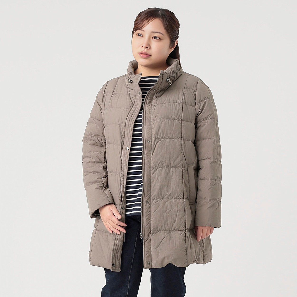 しわ加工軽量ダウンコート レディス 大きいサイズ noannu AN-354012