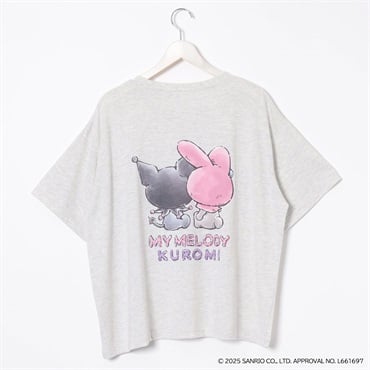【ポイント20倍対象商品】サンリオキャラクターズコラボ マイメロディ・クロミ 後ろ姿Tシャツ レディス ぽっちゃりサイズのnoannu バックプリントTシャツ