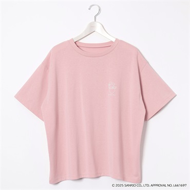 【ポイント20倍対象商品】サンリオキャラクターズコラボ マイメロディ・クロミ 後ろ姿Tシャツ レディス ぽっちゃりサイズのnoannu バックプリントTシャツ(ピンク-3L)