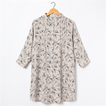 ビッグシルエットシャツ　体型カバー(5L)フラワー柄　体型隠し　ノアンヌ シアードビーストライプフードシャツ レディス ぽっちゃりサイズ