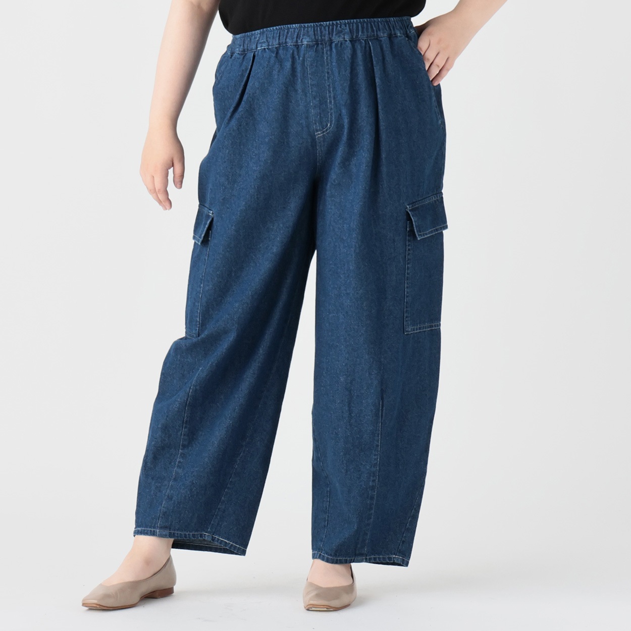 デニムカーゴパンツ レディス ぽっちゃりサイズのnoannu