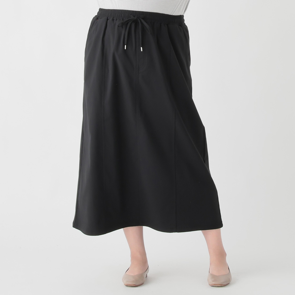 ツイル裏起毛切替スカート レディス 大きいサイズ noannu 904407-1LA