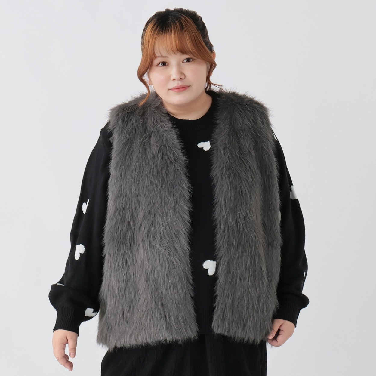 ミックスシャギーファーベスト レディス ぽっちゃりサイズのnoannu