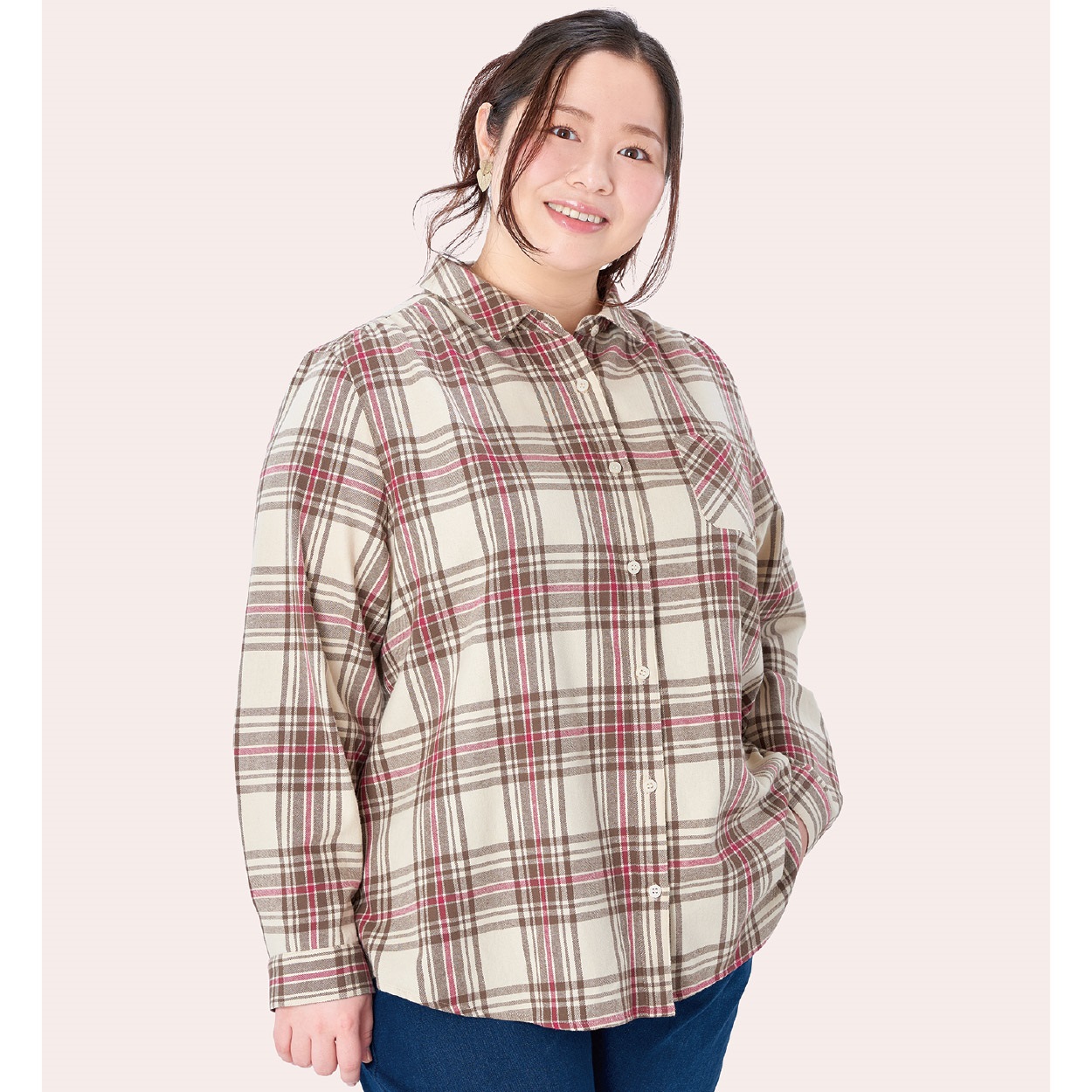 フランネルシャツ レディス 大きいサイズ noannu 230132L