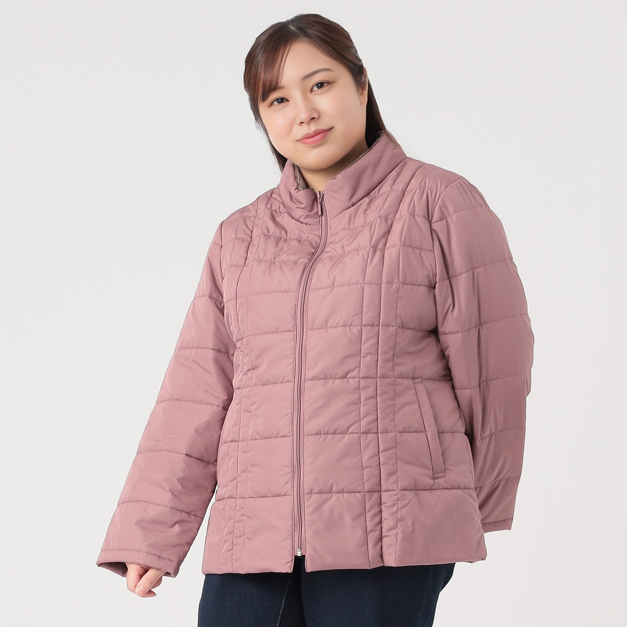 スタンド中綿ミドル丈ジャケット レディス 大きいサイズ noannu230109L