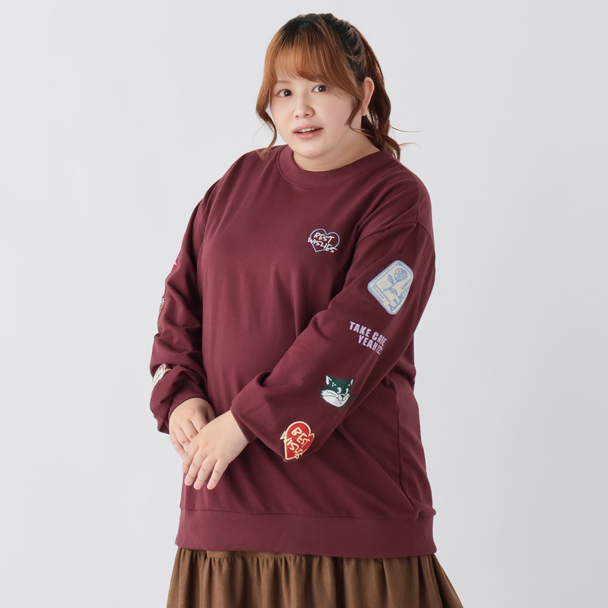 グラフィックスウェットプルオーバー レディス ぽっちゃりサイズの