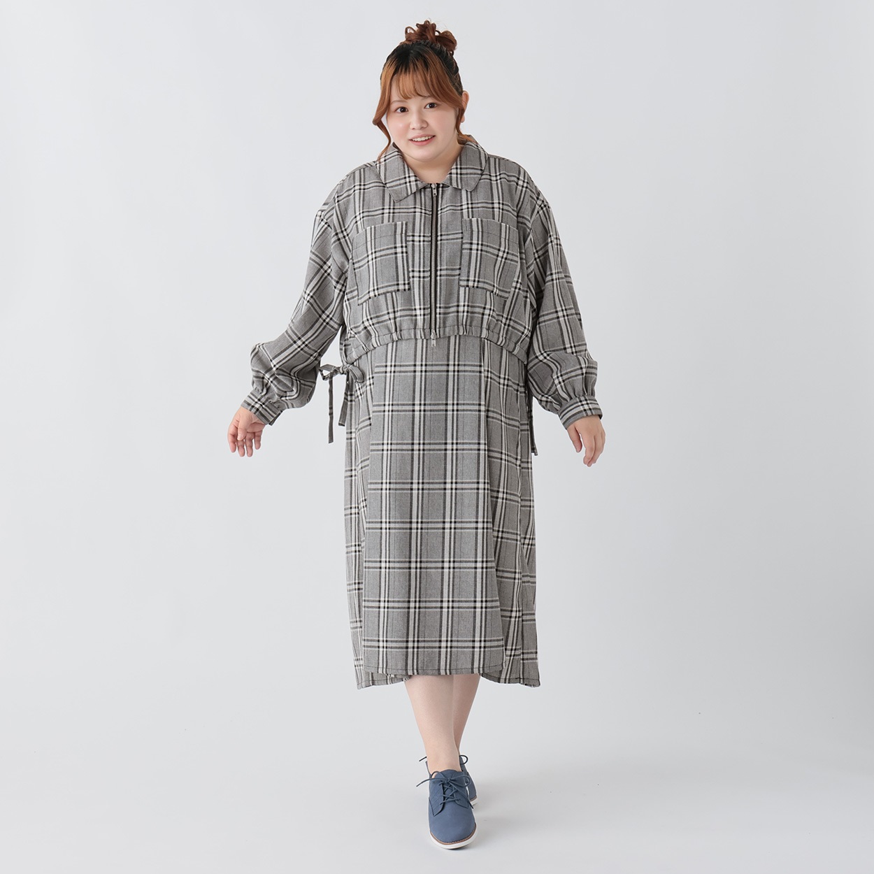 チェックワンピセットアップ レディス ぽっちゃりサイズのnoannu