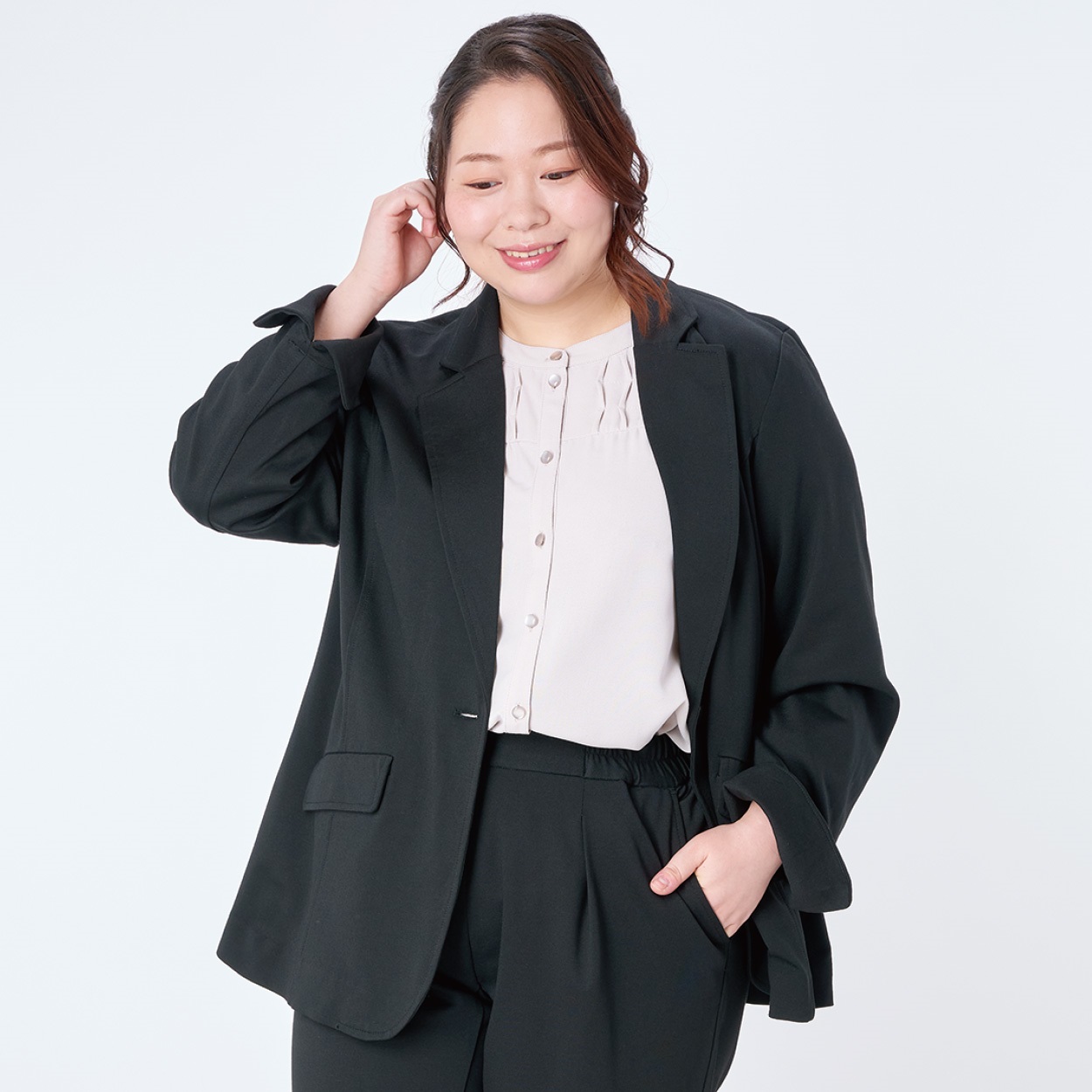ポンチテーラードジャケット レディス 大きいサイズ noannu 232046-2L
