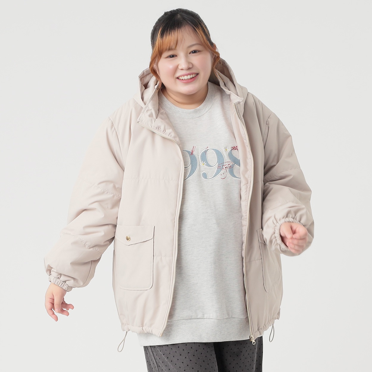 中綿パフィージャケット レディス ぽっちゃりサイズのnoannu 325744