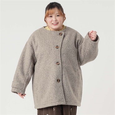 リングニットノーカラーコート レディス ぽっちゃりサイズのnoannu