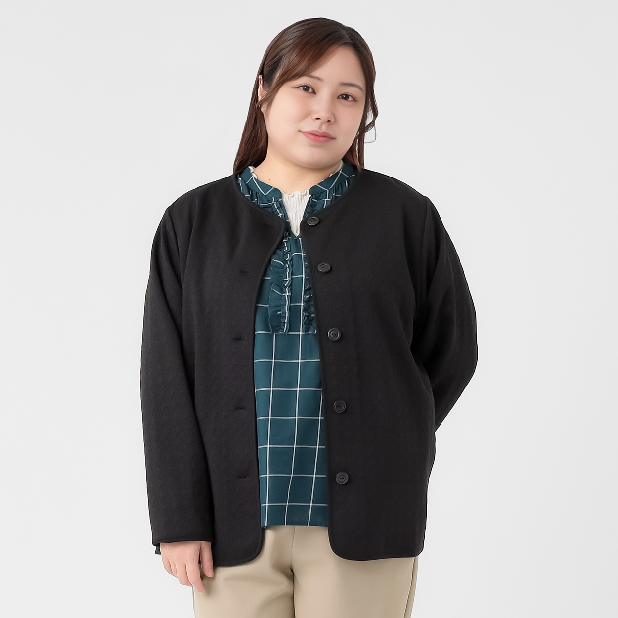 Fit me clothing＊ノーカラーカットジャケット レディス 大きいサイズ