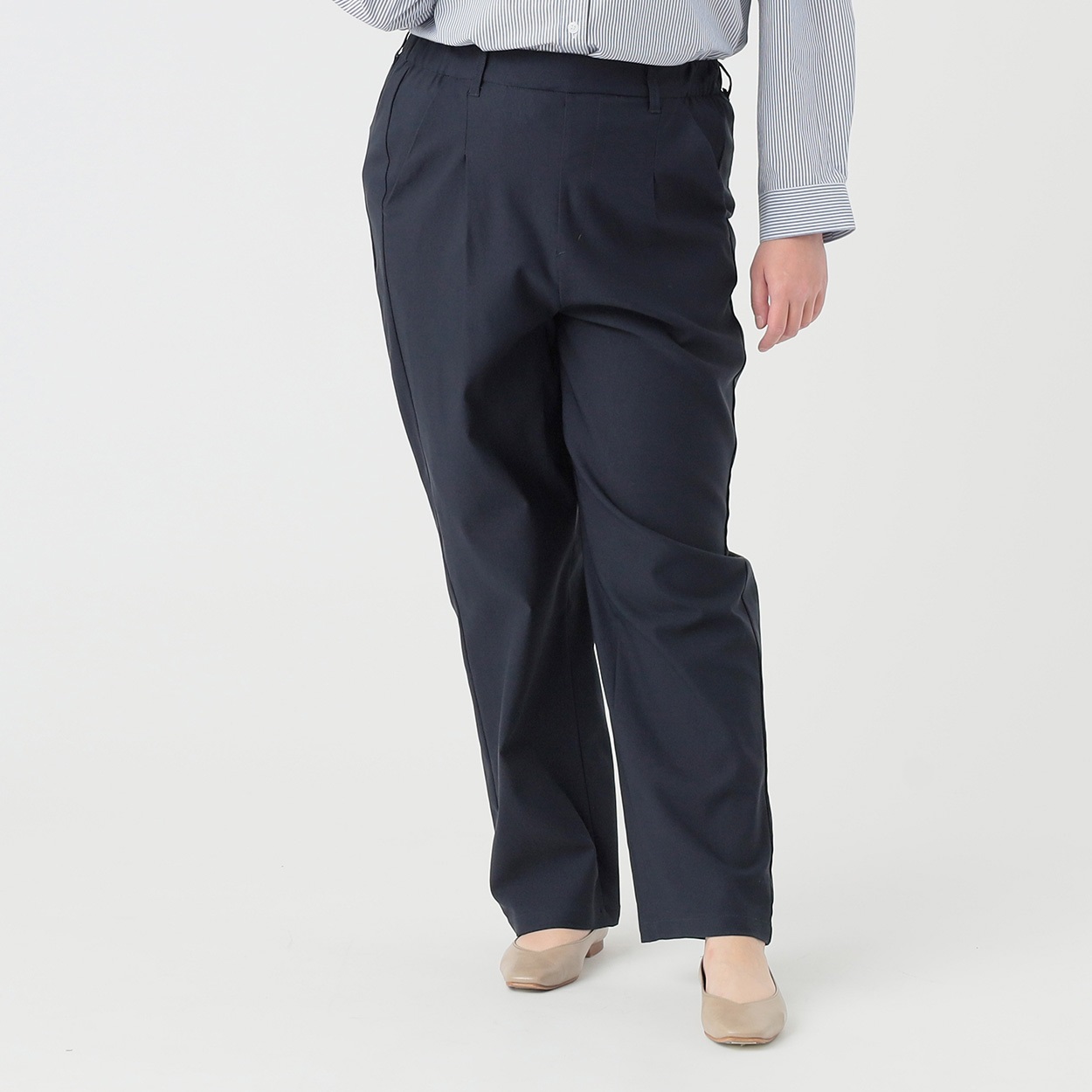 細見えストレッチパンツ レディス 大きいサイズ noannu 396-1420(ネイビー-4L)
