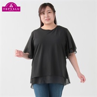 ＊TOPVALU＊シフォン使いチュニック レディス 大きいサイズ noannu TV1123A5846R(ブラック-3L)