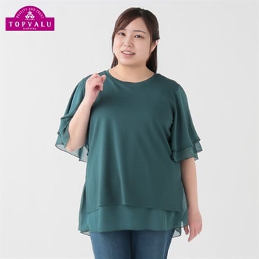 ＊TOPVALU＊シフォン使いチュニック レディス 大きいサイズ noannu TV1123A5846R(グリーン-3L)