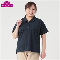 ＊TOPVALU＊汗ジミ・UV対策鹿の子ポロシャツ レディス 大きいサイズ noannu TV1123B5326R(ネイビー-LL)