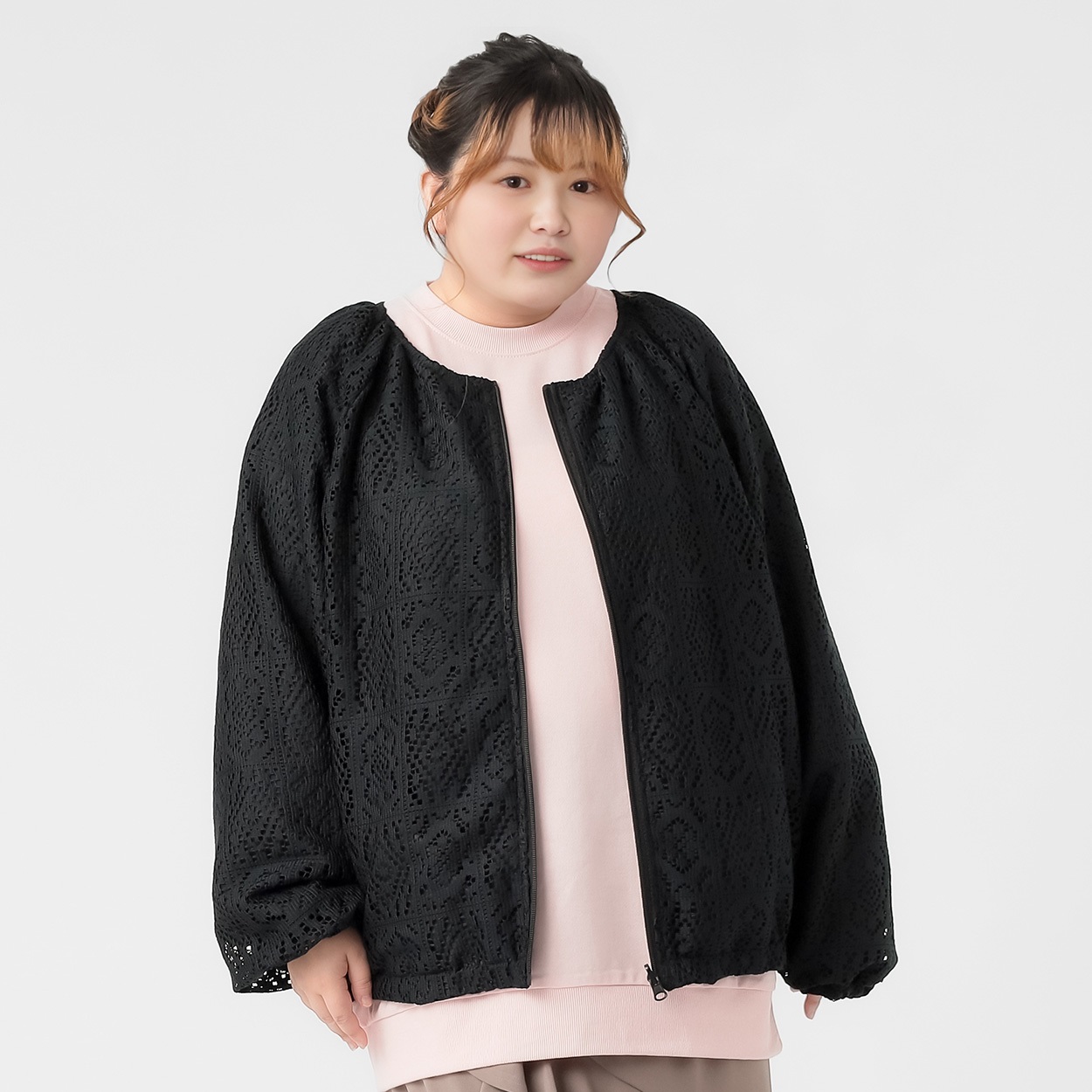 レースリバーシブルブルゾン レディス ぽっちゃりサイズのnoannu