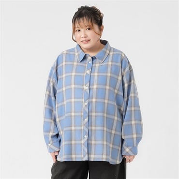 yunahicaユナヒカ シャドウチェック シャツプルオーバー白　サイズ1 ゆるチェックシャツ レディス ぽっちゃりサイズのnoannu | イオン