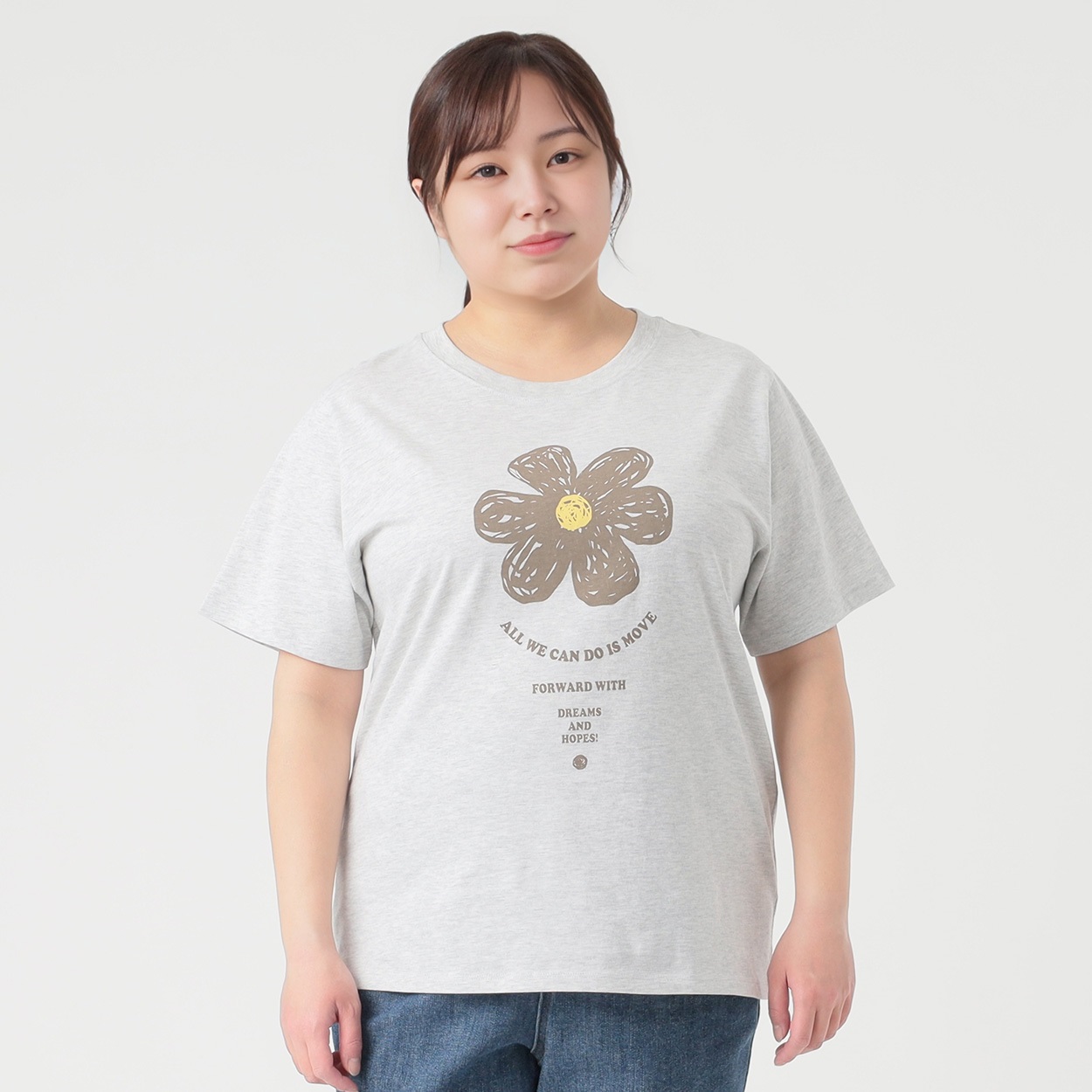 オーガニックコットン＊フラワーロゴプリント半袖Tシャツ レディス