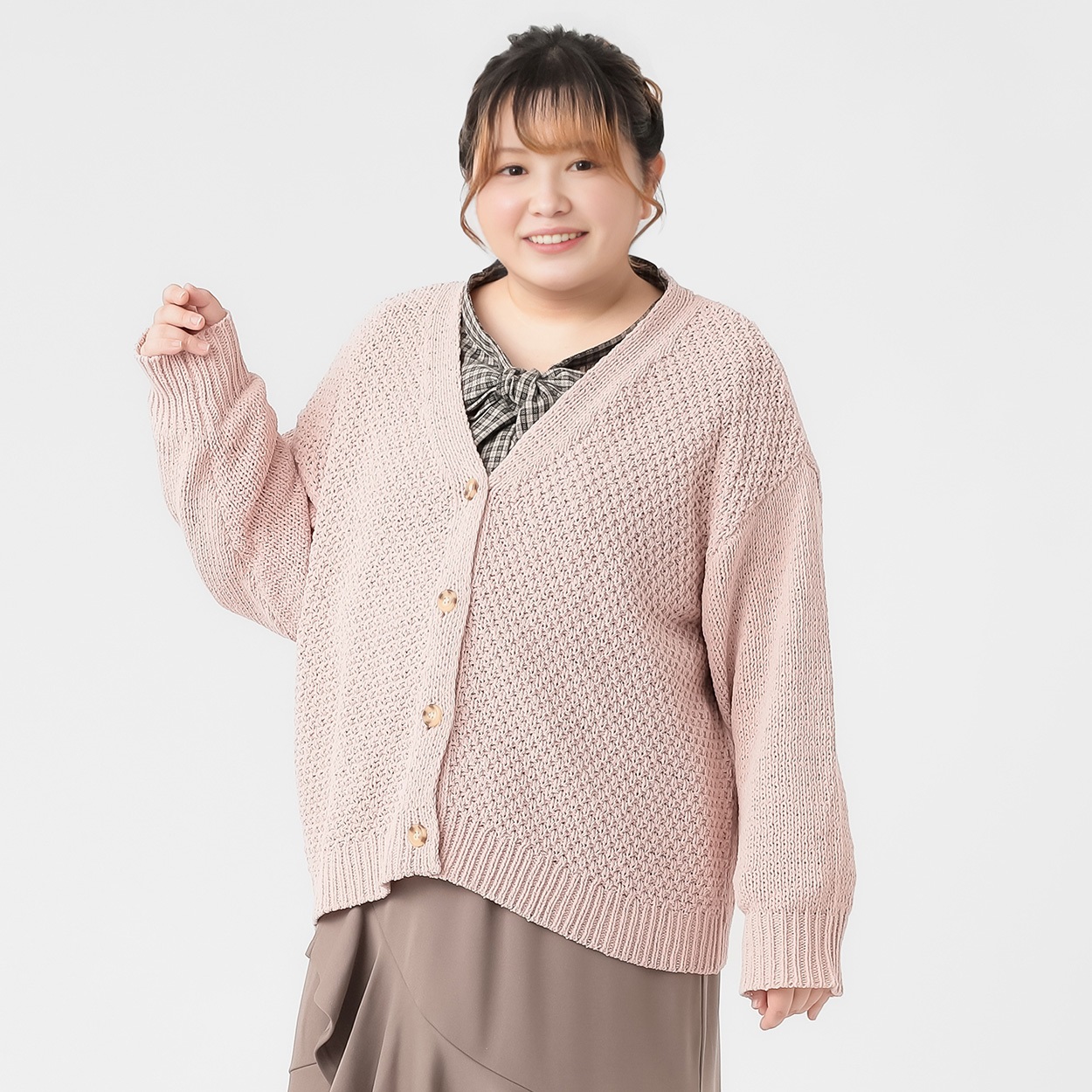 モールニットカーディガン レディス ぽっちゃりサイズのnoannu