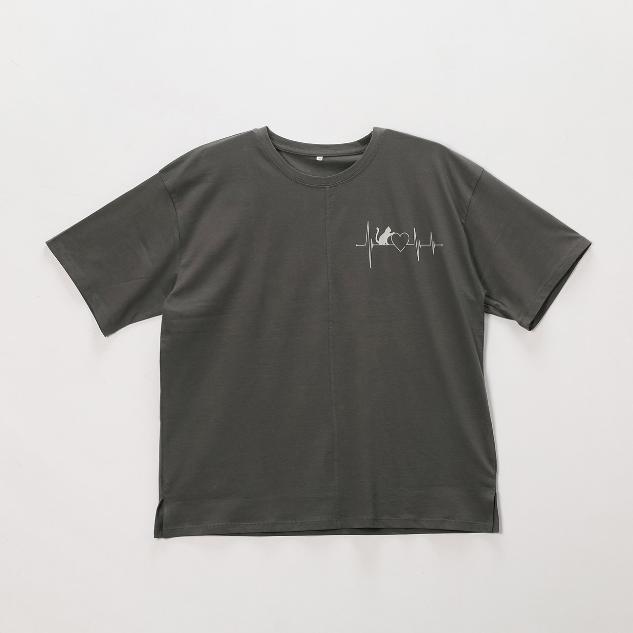 オーガニックコットン＊ねこ胸プリントTシャツ レディス 大きいサイズ 