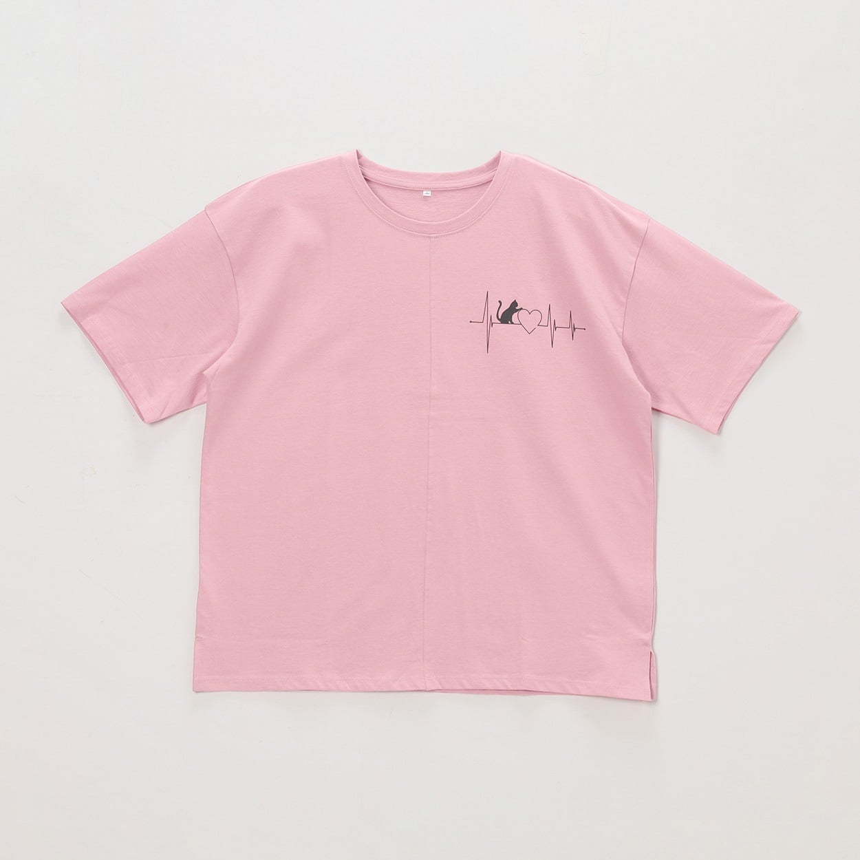 オーガニックコットン＊ねこ胸プリントTシャツ レディス 大きいサイズ
