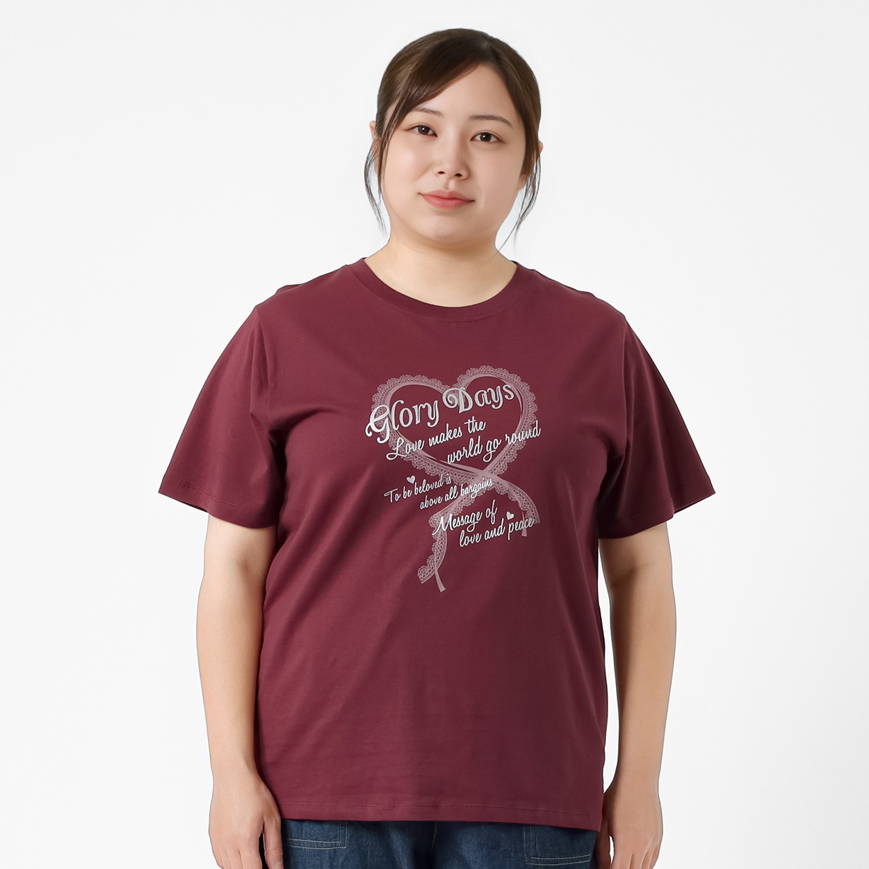 オーガニックコットン＊ハートロゴプリント半袖Tシャツ レディス