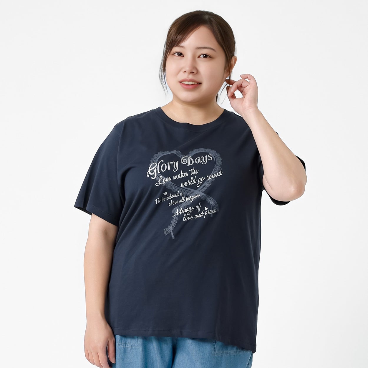 オーガニックコットン＊ハートロゴプリント半袖Tシャツ レディス