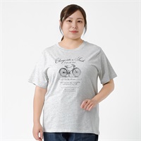 ＊オーガニックコットン＊自転車プリント半袖Tシャツ レディス 大きいサイズ noannu 1980-2814F(オートミール-3L)