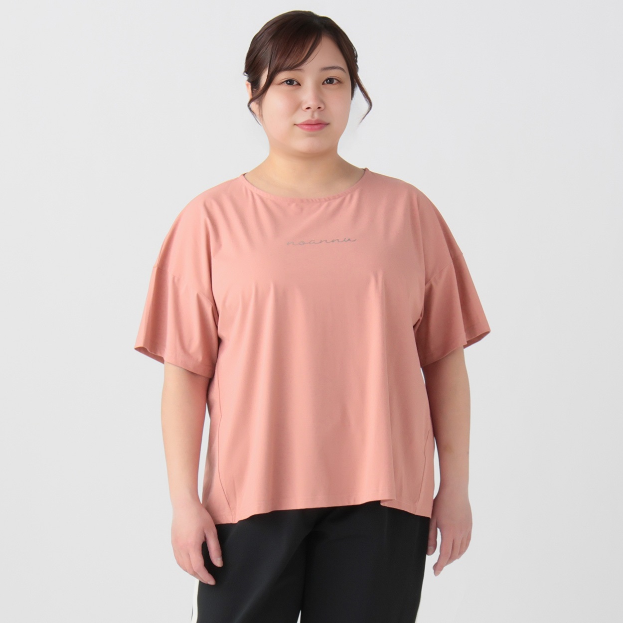 ロゴＴシャツ レディス 大きいサイズ noannu 232267L(ピンク-3L)