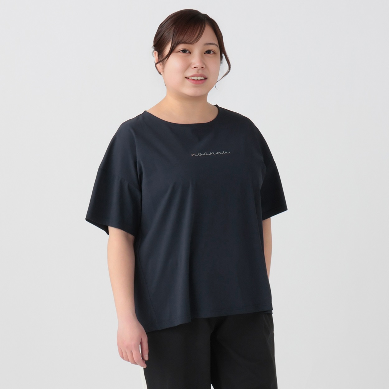 ロゴＴシャツ レディス 大きいサイズ noannu 232267L(ネイビー-5L)