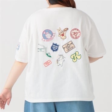 【EC限定 5Lサイズセール】5分袖綿100％ワッペンTシャツ レディス ぽっちゃりサイズのnoannu 130622