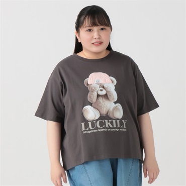 【EC限定 5Lサイズセール】5分袖綿100％アニマルTシャツ レディス ぽっちゃりサイズのnoannu 130623(チャコ－ルグレ－-5L)