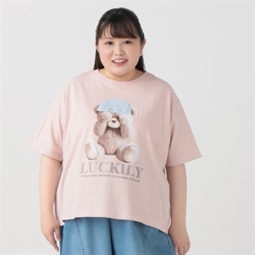 【EC限定 5Lサイズセール】5分袖綿100％アニマルTシャツ レディス ぽっちゃりサイズのnoannu 130623(ピンク-5L)