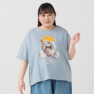 【EC限定 5Lサイズセール】5分袖綿100％アニマルTシャツ レディス ぽっちゃりサイズのnoannu 130623(サックス-5L)