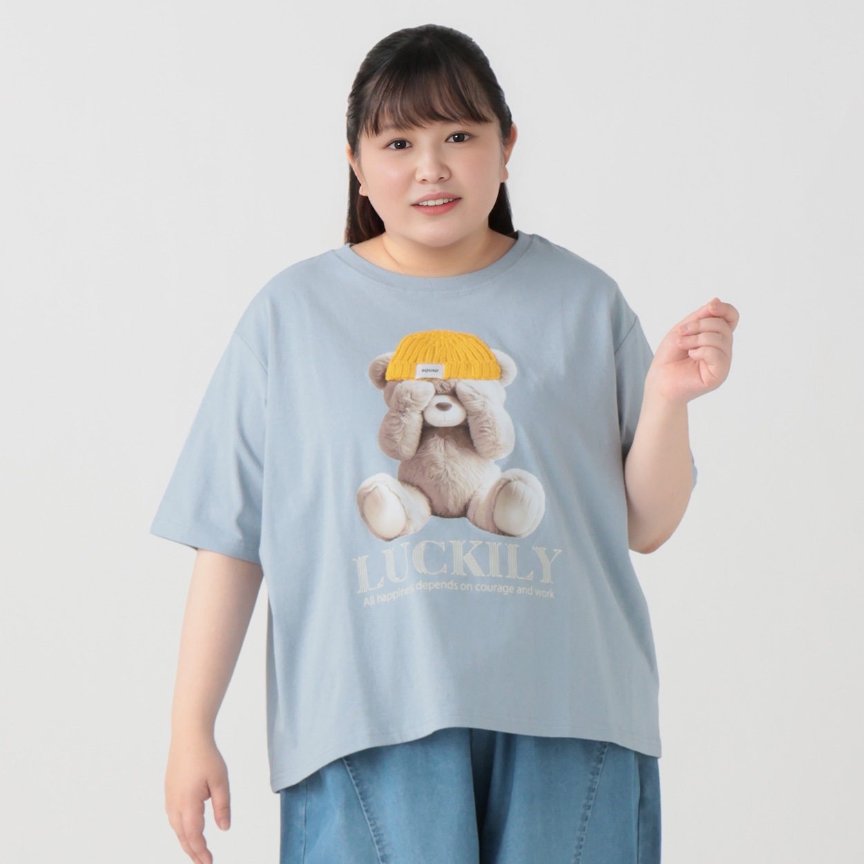 【EC限定 5Lサイズセール】5分袖綿100％アニマルTシャツ レディス ぽっちゃりサイズのnoannu 130623(サックス-5L)