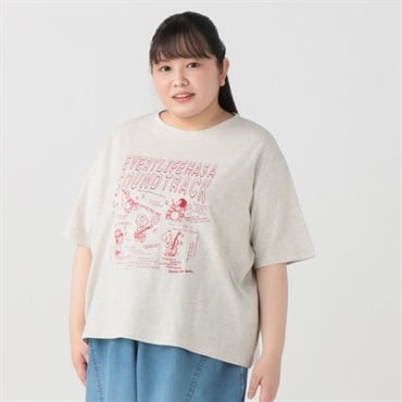 【EC限定 5Lサイズセール】5分袖綿100％グラフィックTシャツ レディス ぽっちゃりサイズのnoannu 130624