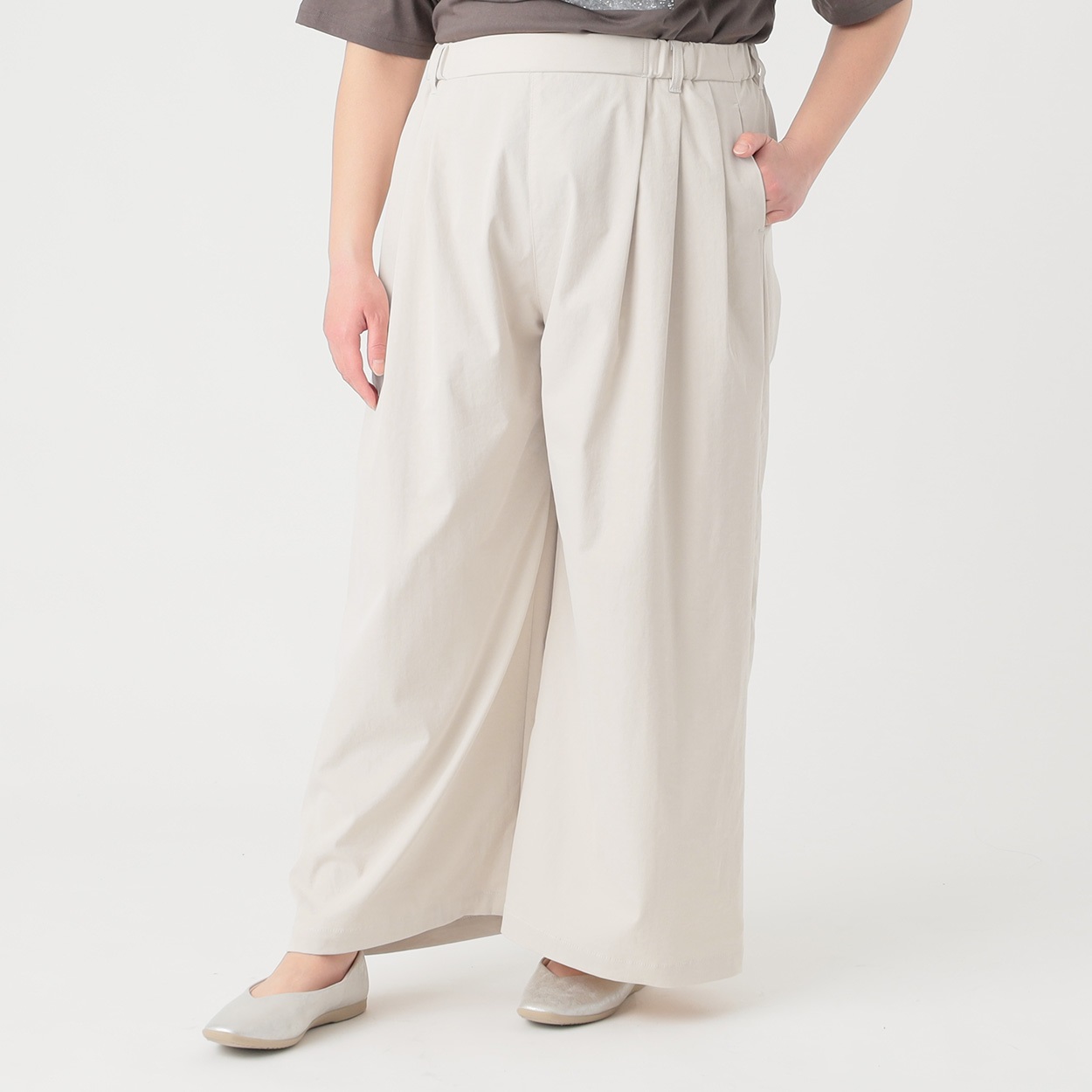 Fit me clothing＊サラチノ多タックワイドパンツ レディス 大きい