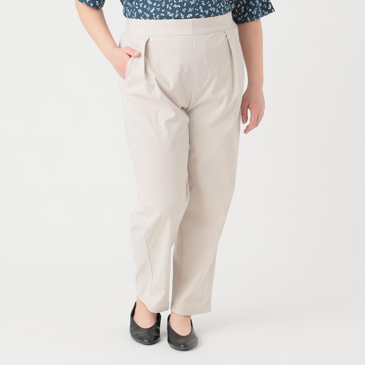 ＊#Fit me clothing＊メッシュ裏付きハイストレッチテーパードパンツ レディス 大きいサイズ noannu 641704VP(ベージュ-4L)