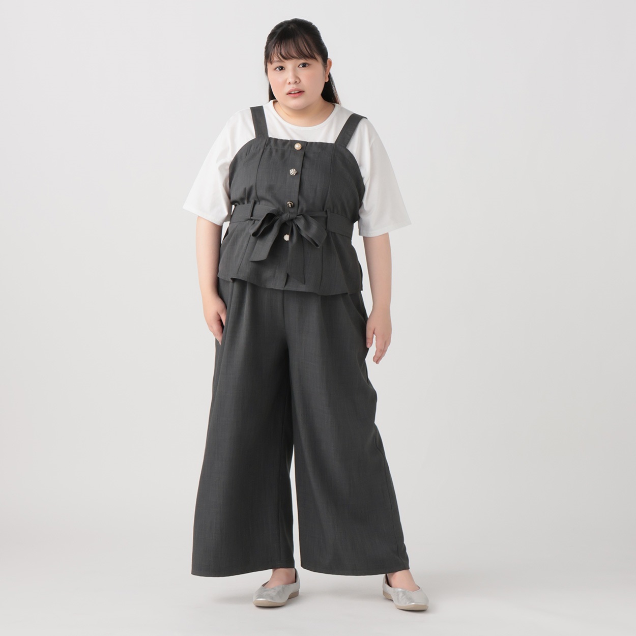 多釦ビスチェセットアップ レディス ぽっちゃりサイズのnoannu