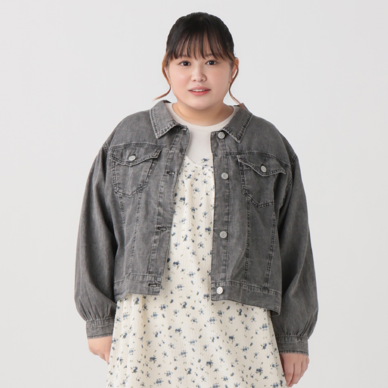 韓国っぽガーリー＊4.5ozデニムGジャン レディス ぽっちゃりサイズの