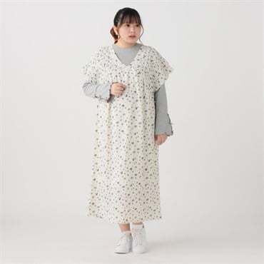 韓国っぽガーリー＊シャーリング風ジャガードワンピース レディス