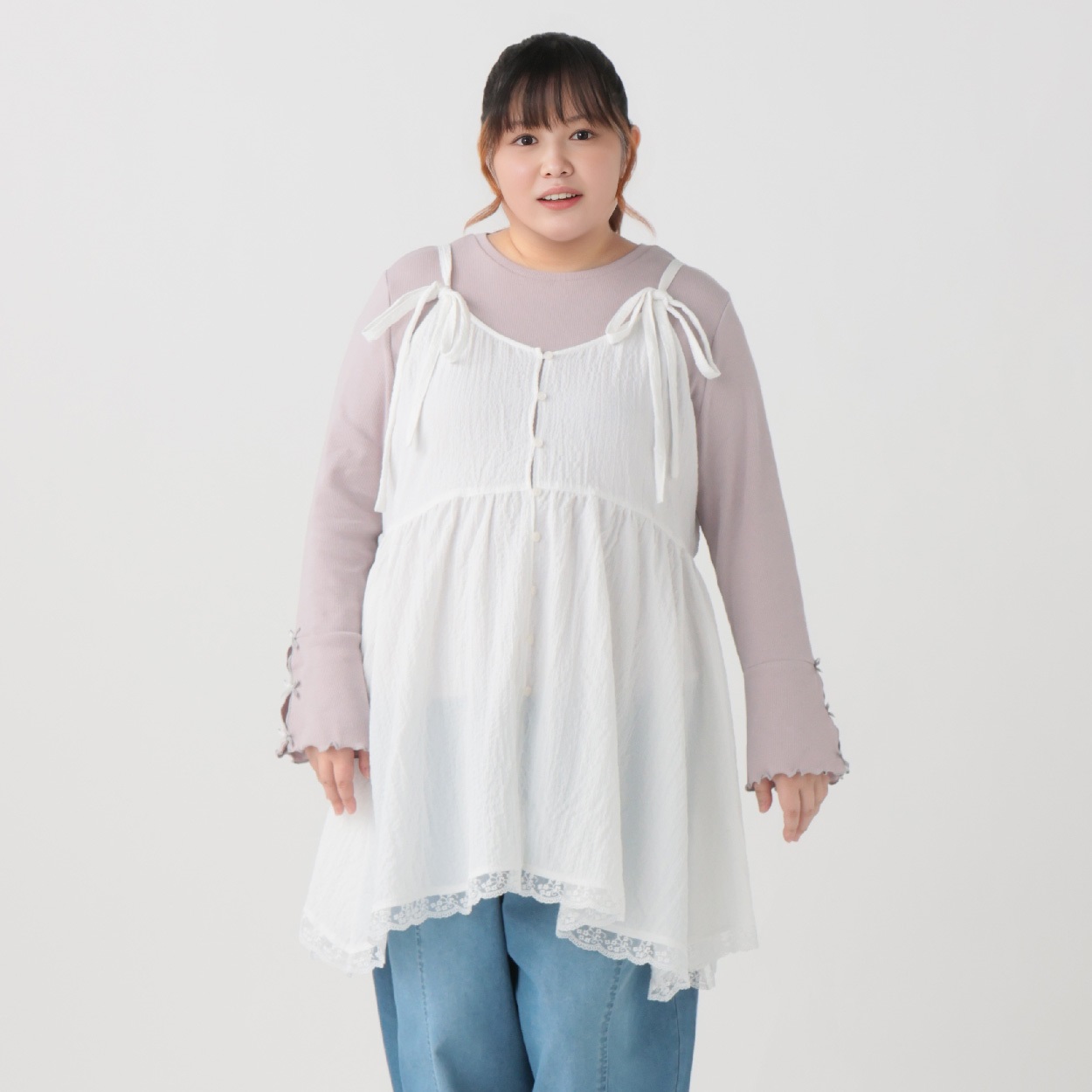 裾レースキャミチュニック レディス ぽっちゃりサイズのnoannu 396660
