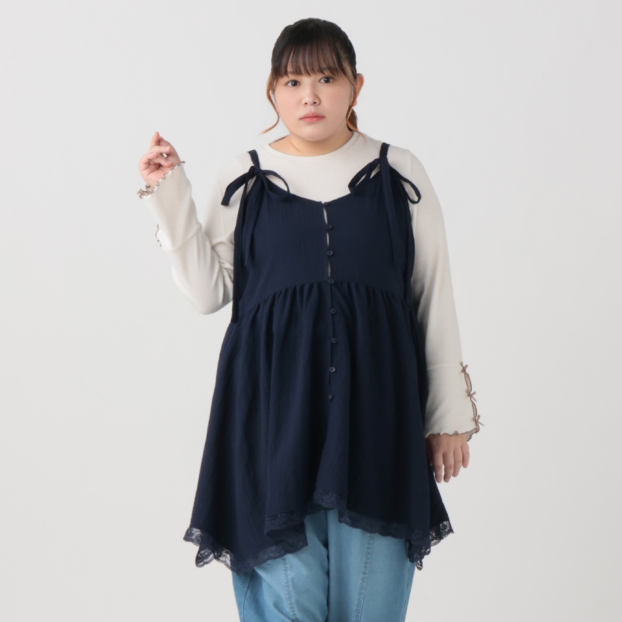 裾レースキャミチュニック レディス ぽっちゃりサイズのnoannu 396660