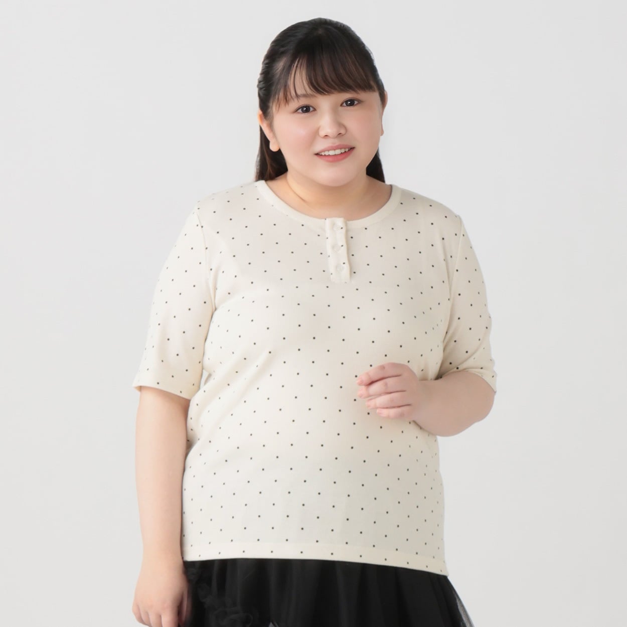 【EC限定 5Lサイズセール】＊韓国っぽガーリー＊ラメドットテレコプルオーバー レディス ぽっちゃりサイズのnoannu 276018(アイボリー-5L)