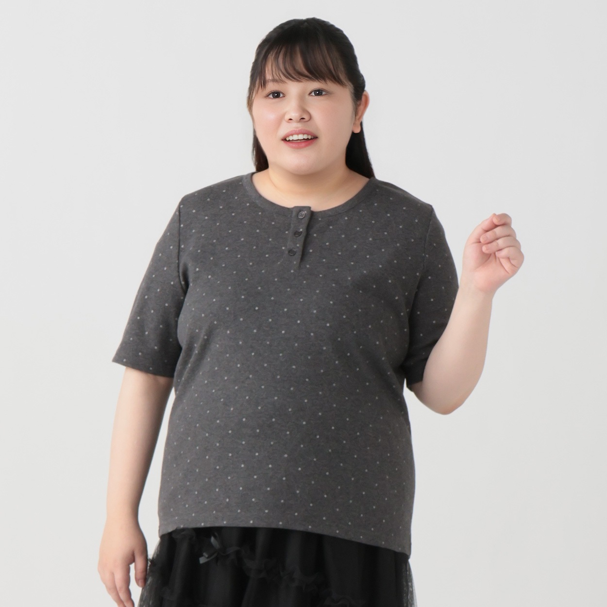 【EC限定 5Lサイズセール】＊韓国っぽガーリー＊ラメドットテレコプルオーバー レディス ぽっちゃりサイズのnoannu 276018(チャコ－ルグレ－-4L)