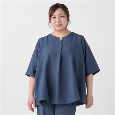 ＊体型カバー（お尻周り）＊麻調スキッパー裾フレアプルオーバー レディス 大きいサイズ noannu 641749TK